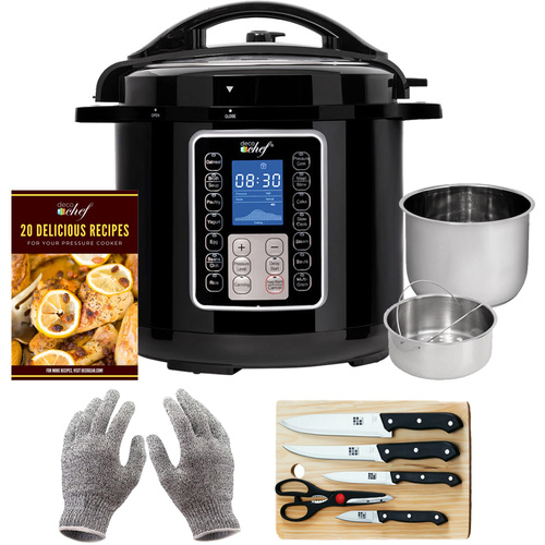 Deco Chef 8 QT 10-in-1 Pressure Cooker with Deco Gear Safety Gloves & Knife Set