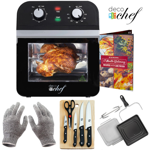 Deco Chef XL 12.7 QT Oil Free Air Fryer Oven with Deco Gear Cut Resistant Gloves Bundle