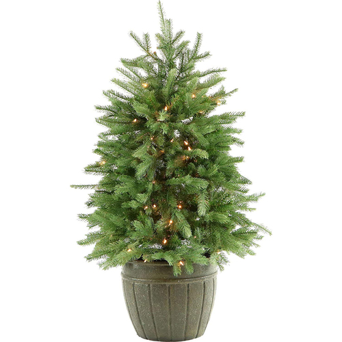 Fraser Hill Farm 4 Ft. Potted Pine Tree with Clear Lights - FFPP040-1GR