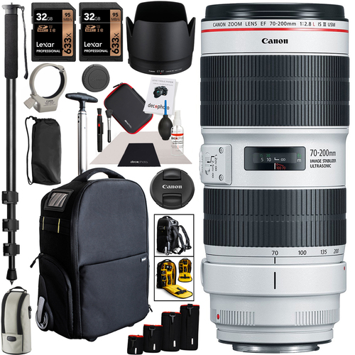 Canon EF 70-200mm f/2.8L IS III USM Lens 3044C002AA 3 in 1 Case Backpack Bundle