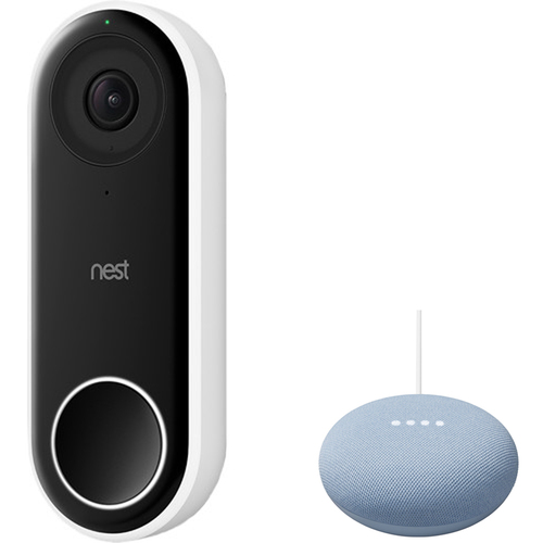 Google Nest NC5100US Hello Smart Wi-Fi Video Doorbell Bundle w/ Google Home Mini