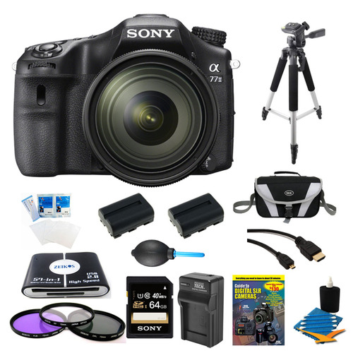Sony a77II HD DSLR Camera with 16-50mm Lens, 64GB Card, and 2 Battery Bundle