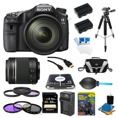 Sony a77II HD DSLR Camera with 16-50mm Lens, 64GB Card, and 55-200mm Lens Bundle