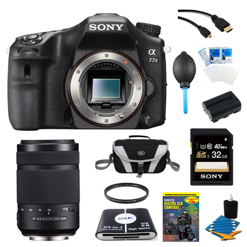 Sony a77II HD DSLR Camera, 32GB Card, and 55-300mm Lens Bundle
