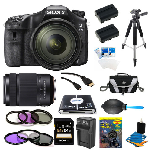 Sony a77II HD DSLR Camera with 16-50mm Lens, 64GB Card, and 55-300mm Lens Bundle