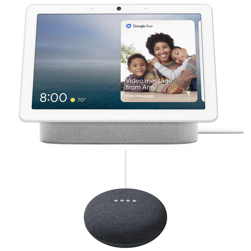 Google Nest Hub Max with Built-in Google Assistant Chalk+New Mini Promo Bundles