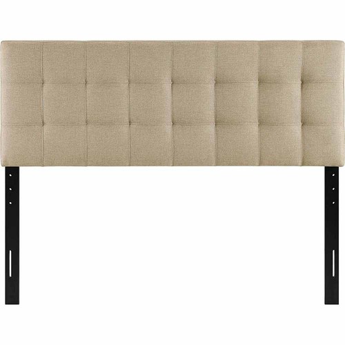Modway Lily Queen Upholstered Fabric Headboard in Beige - Open Box