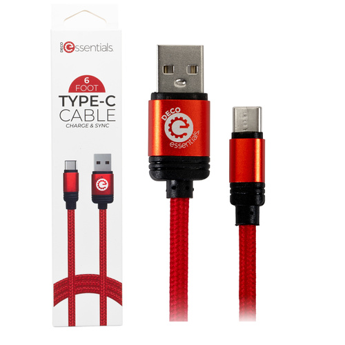 6FT Braided Type-C Charge & Sync USB Cable | Transfer Speeds Up to 480Mbps