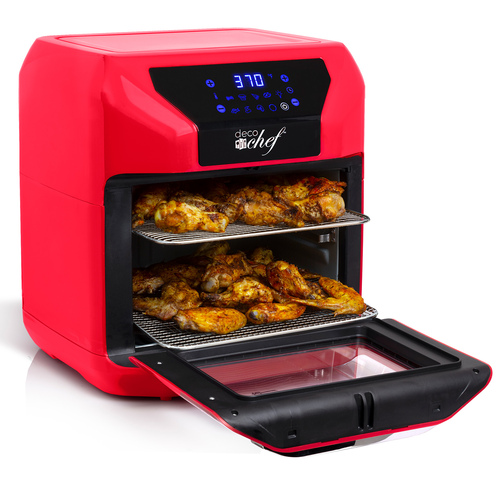 Deco Chef 7-in-1 Digital 10.5QT Air Fryer Convection Oven with Simple Touch Display, Red