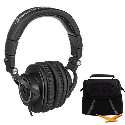 Audio-Technica ATH-M50 Professional Studio Monitor Headphones with Coiled Cable Deluxe Bundle