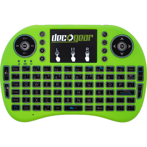 Deco Gear 2.4GHz Mini Wireless Backlit Keyboard with Touchpad Mouse - Green (STV300G)