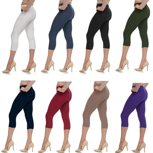 Be Free Women's Seamless Capri Leggings (12-Pack)(Black or Assorted Colors) - One Size