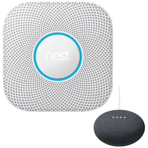 Google Nest Protect 2nd Gen. Smoke/Carbon Alarm Battery + Smart Speaker Charcoal