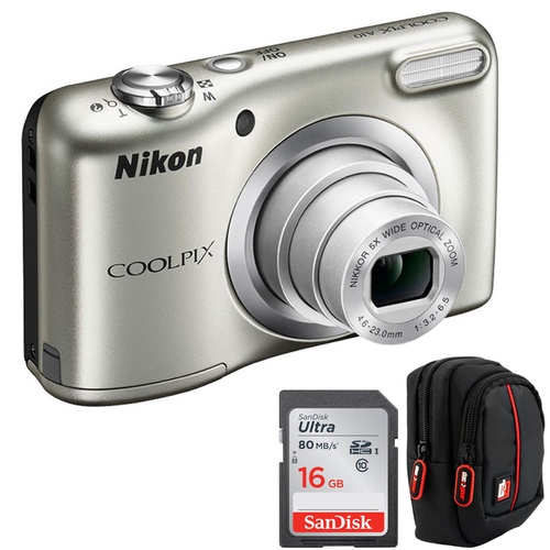 Nikon COOLPIX A10 Digital Camera 16.1MP 5x Lens Silver 16GB Bundle - (Renewed)
