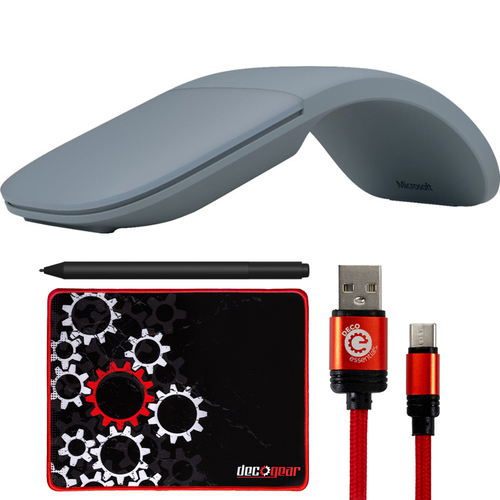Microsoft Surface Arc Mouse Ice Blue: Snap On and Off CZV-00065 + Surface Pen +Deco Bundle