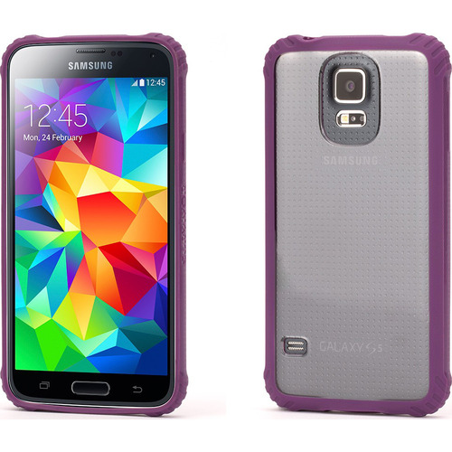 Griffin Tech Survivor Clear Protective Case with Purple Trim for Samsung Galaxy S5
