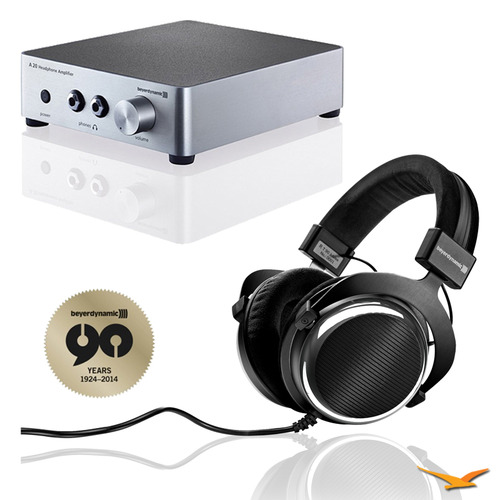 BeyerDynamic T90 Chrome Exclusive Limited Edition Audiophile Headphones & A20 Amp Bundle