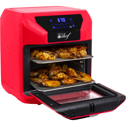 Deco Chef 7-in-1 Digital 10.5QT Air Fryer Convection Oven with Simple Touch Display, Red