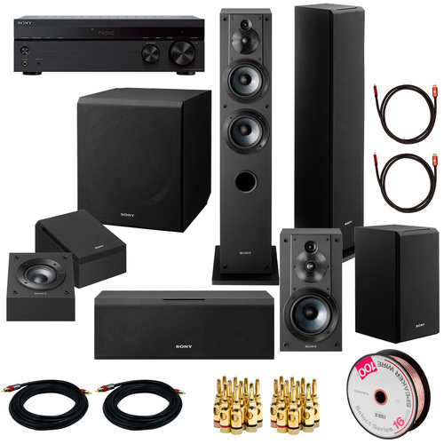Sony STRDH190 2 Channel Bluetooth Stereo Receiver Bundle with Sony SSCS5 3-Way 3-Driver Bookshelf Speaker System Black Pair Speakers 
