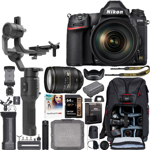 Nikon D780 DSLR Camera + 24-120mm VR Lens + DJI Ronin-SC 3-Axis Gimbal Filmmaker's Kit