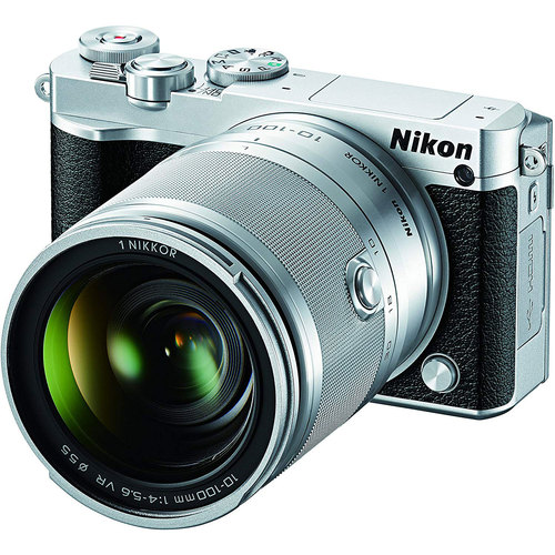 Nikon 1 J5 Digital Camera w/ NIKKOR 10-100mm f/4.0-5.6 VR Lens - Silver REFURBISHED