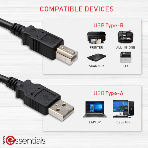 Printer Cable USB Printer Scanner Cable High Speed USB 2.0 A Male to B Male 