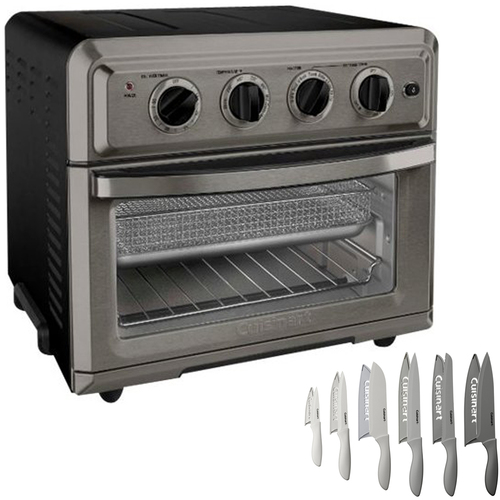 Cuisinart TOA-60BKS Convection Toaster Oven Air Fryer, Black +12pc Gray Knife Set