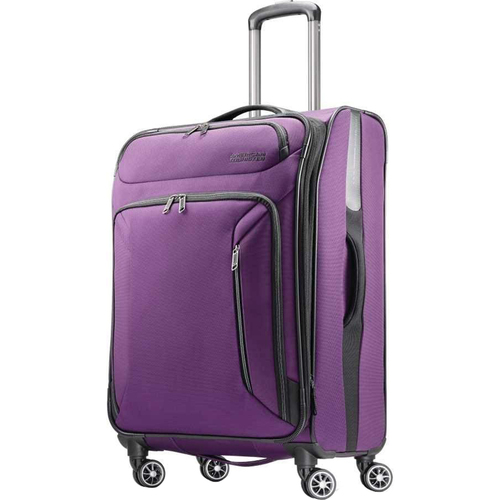 American Tourister 25` Zoom Spinner Expandable Suitcase Luggage, Purple - Open Box