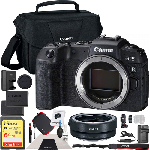 Canon EOS RP Mirrorless Camera + EF-EOS R Lens Adapter + Extra Battery & Case 64GB Kit