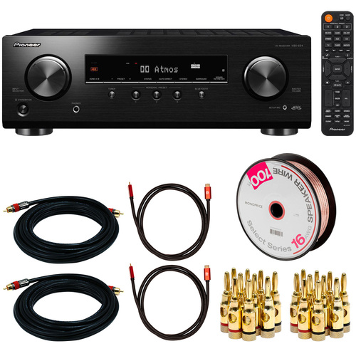 Pioneer VSX-534 5.1 A/V Dolby Atmos Receiver with Deco Gear Home Theater Cable Bundle