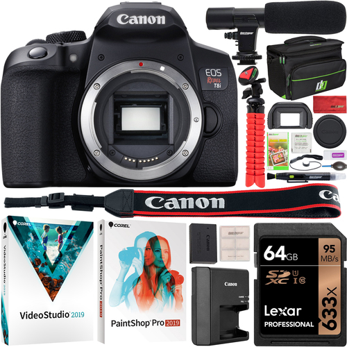 Canon EOS Rebel T8i Camera Body DSLR Interchangeable Lens Digital SLR Kit Pro Bundle