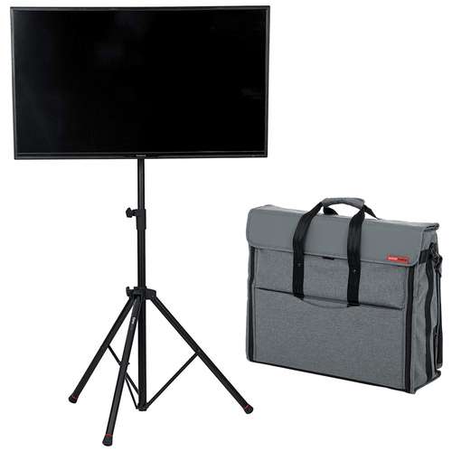Gator Adjustable Quadpod TV Monitor Stand for <= 48` w/ Gator Pro Carry Case 27`