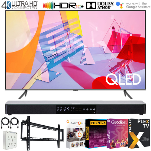 Samsung 75` Class Q60T QLED 4K UHD HDR Smart TV 2020 with Soundbar Bundle