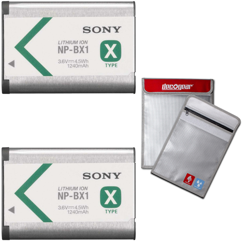 Sony Lithium-Ion X Type Battery Silver 2 Pack with Lipo Battery Safe Bag