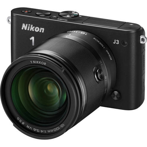 Nikon 1 J3 14.2MP Black Digital Camera w/ 10-100mm VR Lens (Renewed)