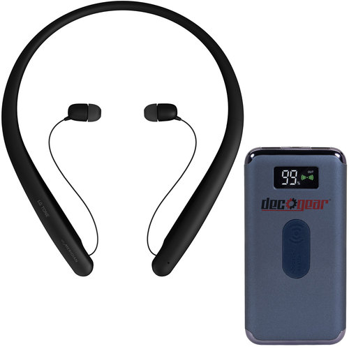 LG TONE HBS-SL5 Wireless Stereo Headset, Black with Deco Gear Power Bank Bundle