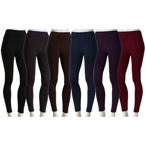 Fashionable Legs 6-Pack Fleece Leggings Assorted Colors (One size fits up to size XL)