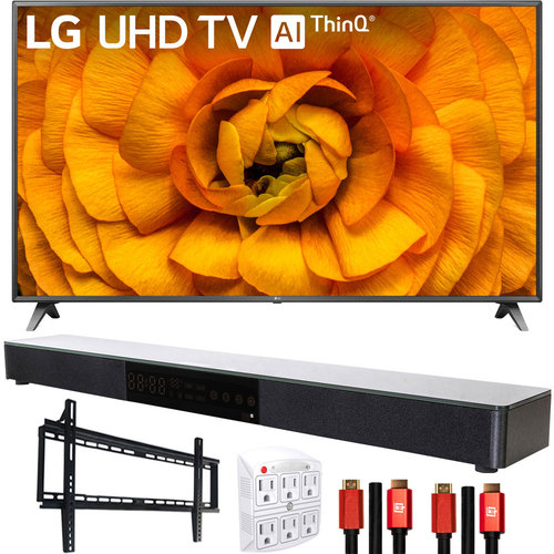 LG 75UN8570PUC 75` UHD 4K HDR AI Smart TV (2020) with Deco Gear Soundbar Bundle