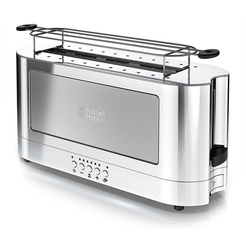Russell Hobbs 2-Slice Stainless Steel Long Toaster | Silver Glass Accent TRL9300GYR