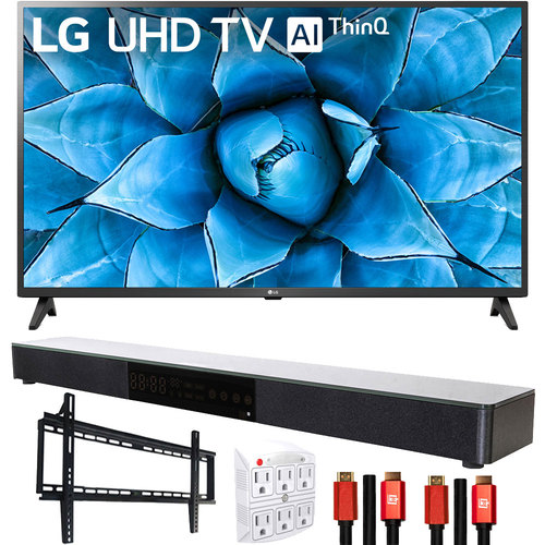 LG 43UN7300PUF 43` 4K UHD TV with AI ThinQ (2020) with Deco Gear Soundbar Bundle