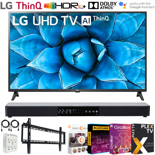 LG 75` UHD 4K HDR AI Smart TV 2020 Model with Deco Gear Soundbar Bundle