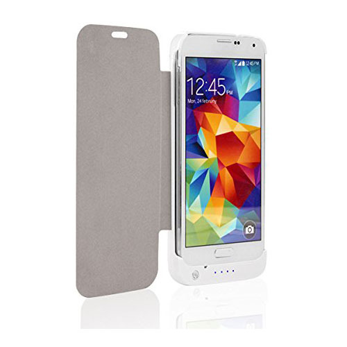 NAZTECH 3200mA Battery Power Case Flip Style for Samsung Galaxy S5 - White - 12885