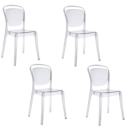 Modway 4-Pack Entreat Dining Side Chair in Clear