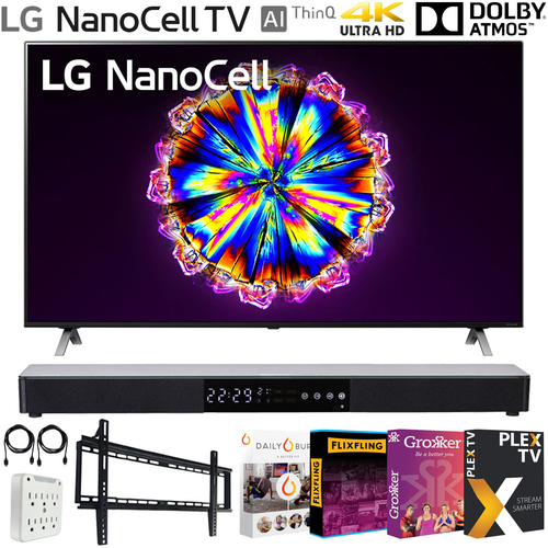 LG 75` Nano 9 Series 4K Smart UHD NanoCell TV w/AI ThinQ 2020 + Soundbar Bundle