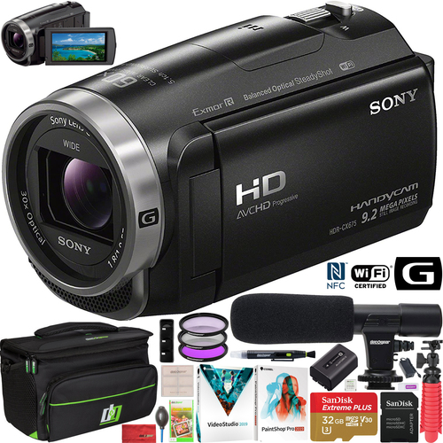 HDR-CX675/B Full HD Handycam Camcorder CX675 w/ Wifi NFC Video Camera Bundle