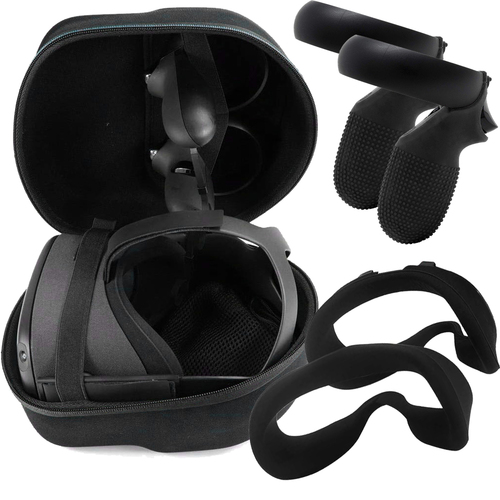 Deco Gear Oculus Quest 2 VR Essentials Bundle with Hard Case, Controller Grips, Face Mask