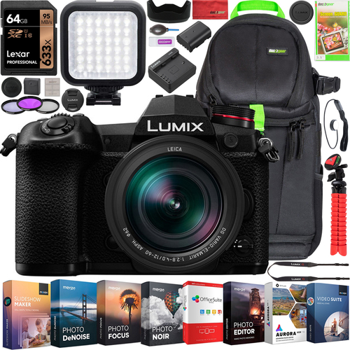 Panasonic DC-G9LK LUMIX G9 Mirrorless Camera + Leica 12-60mm Lens Kit Pro Bundle
