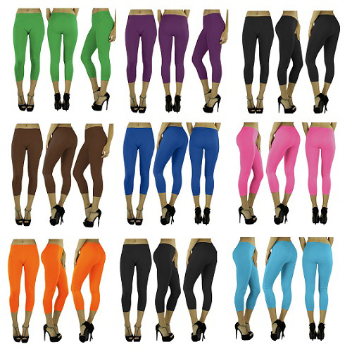 Yoga Capri Women's Seamless Capri Leggings (6-Pack Assorted Colors) One Size