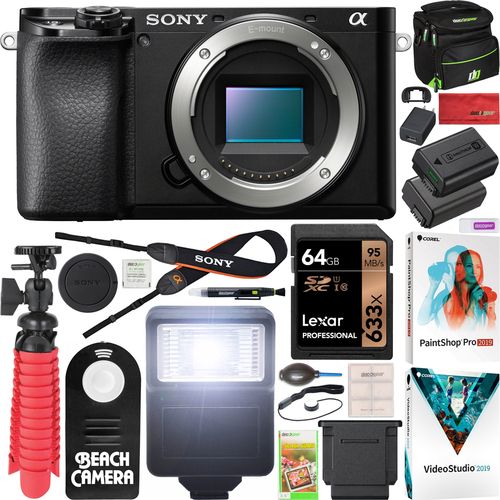 Sony a6100 Mirrorless Camera 4K APS-C Body Only ILCE-6100B 64GB Accessory Bundle