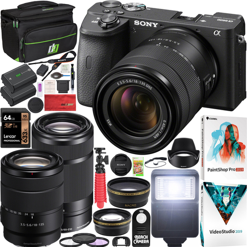Sony a6600 Mirrorless Camera 4K APS-C ILCE6600MB 2 Lens 18-135mm 55-210mm Bundle